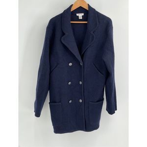 Talbots Wool Jacket Women's Size‎ Large Navy Blue Double Breasted